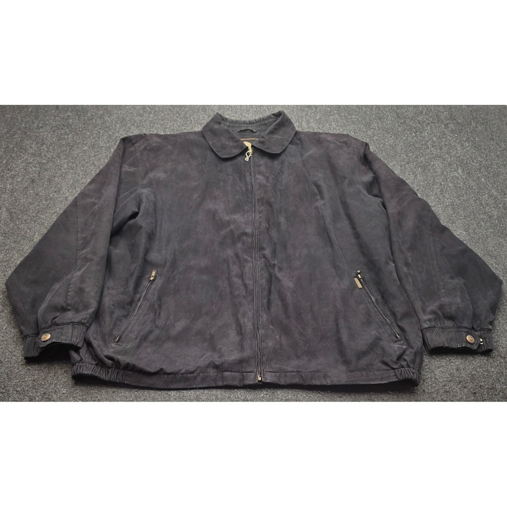 Weatherproof Microfiber Bomber Jacket Mens 3XLT Black Suede Feel Full Zip